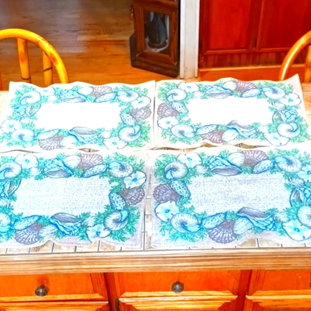 Shells‎  Vintage Embroidery Serving Place Mats 4